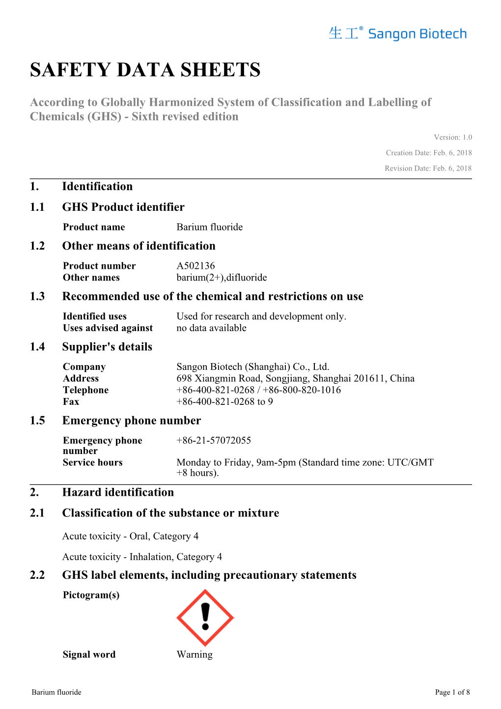 Safety Data Sheets