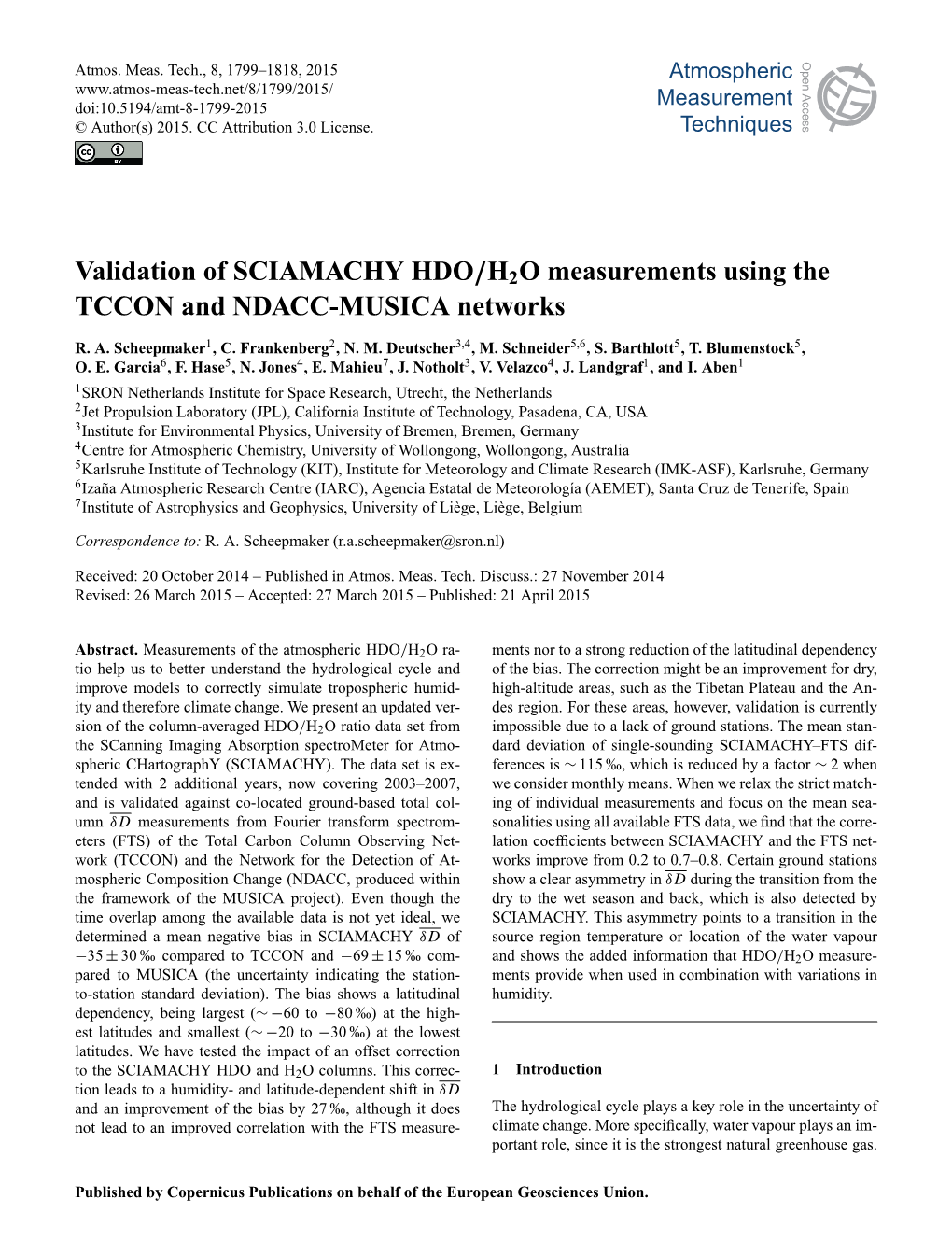 Validation of SCIAMACHY HDO/H2O Measurements Using the TCCON and NDACC-MUSICA Networks