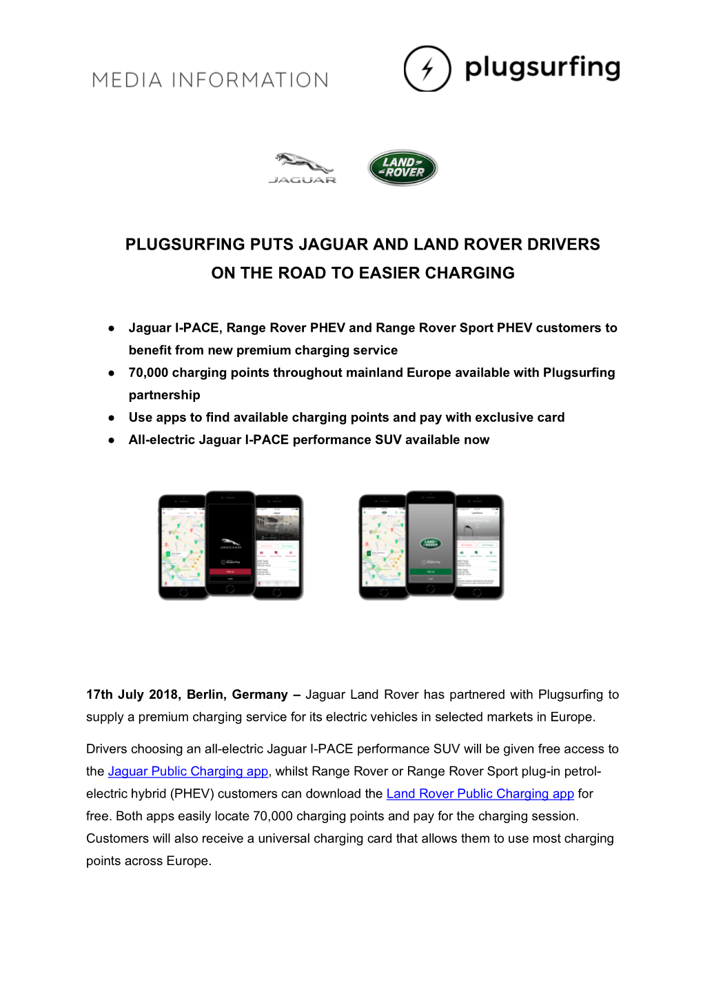 Plugsurfing Puts Jaguar and Land Rover Drivers on the Road to Easier Charging