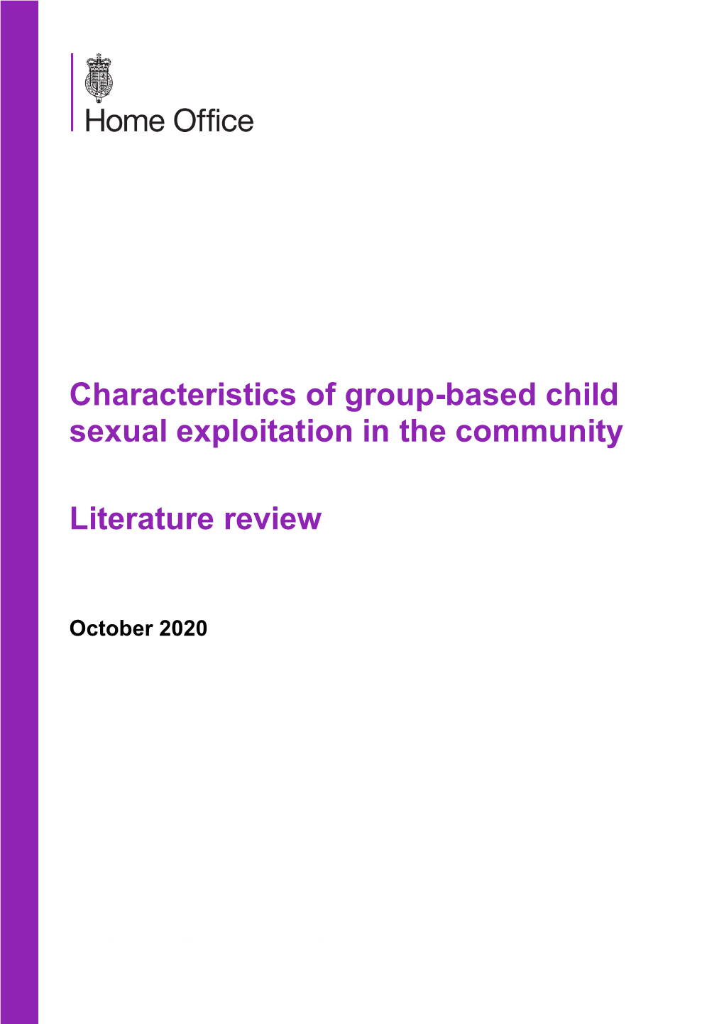 Characteristics of Group-Based Child Sexual Exploitation in the Community