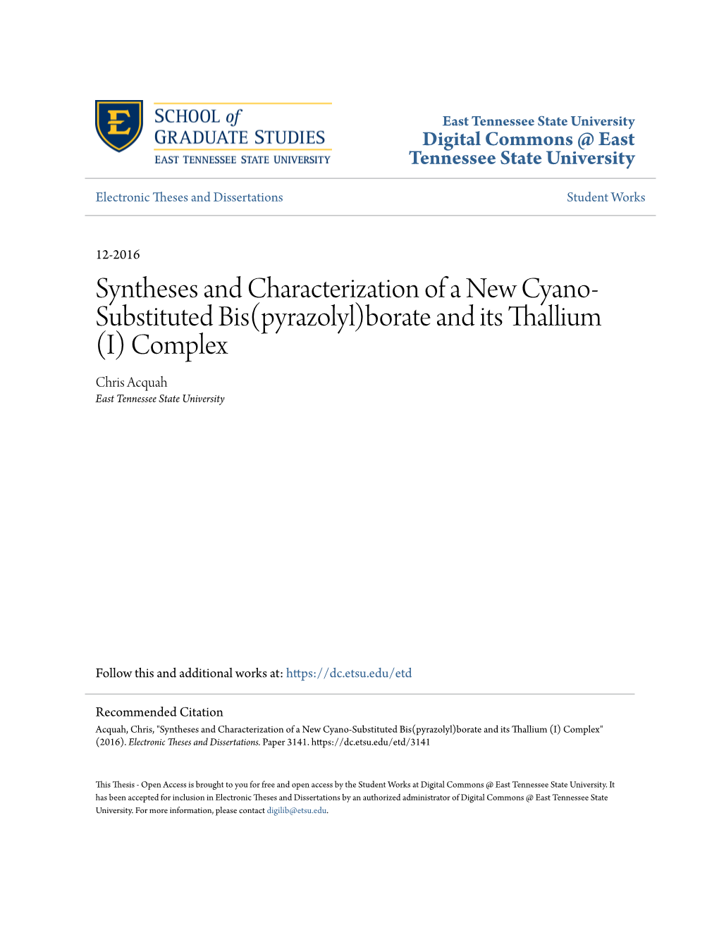 Syntheses and Characterization of a New Cyano-Substituted Bis(Pyrazolyl)Borate and Its Thallium (I) Complex