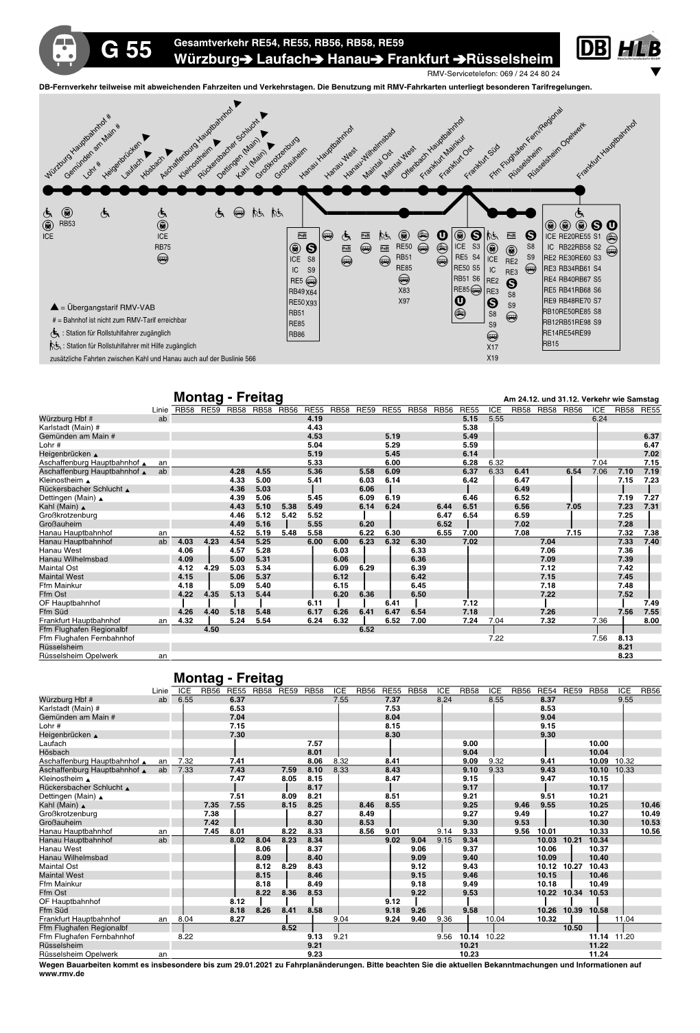 Würzburg Laufach Hanau Frankfurt Rüsselsheim Montag