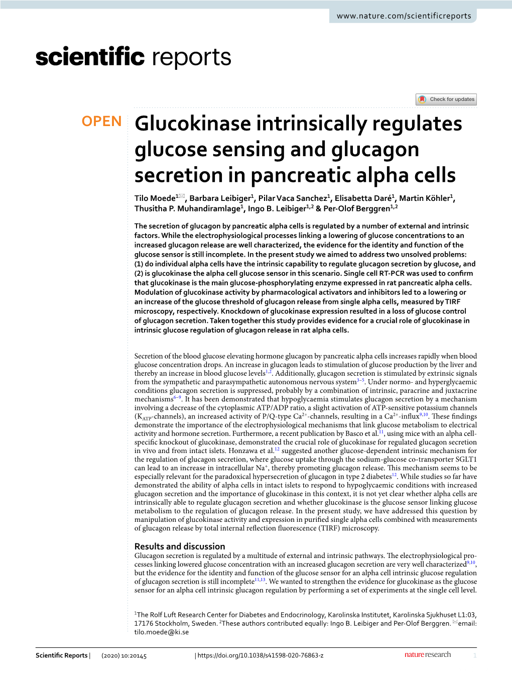 Glucokinase Intrinsically Regulates Glucose Sensing and Glucagon