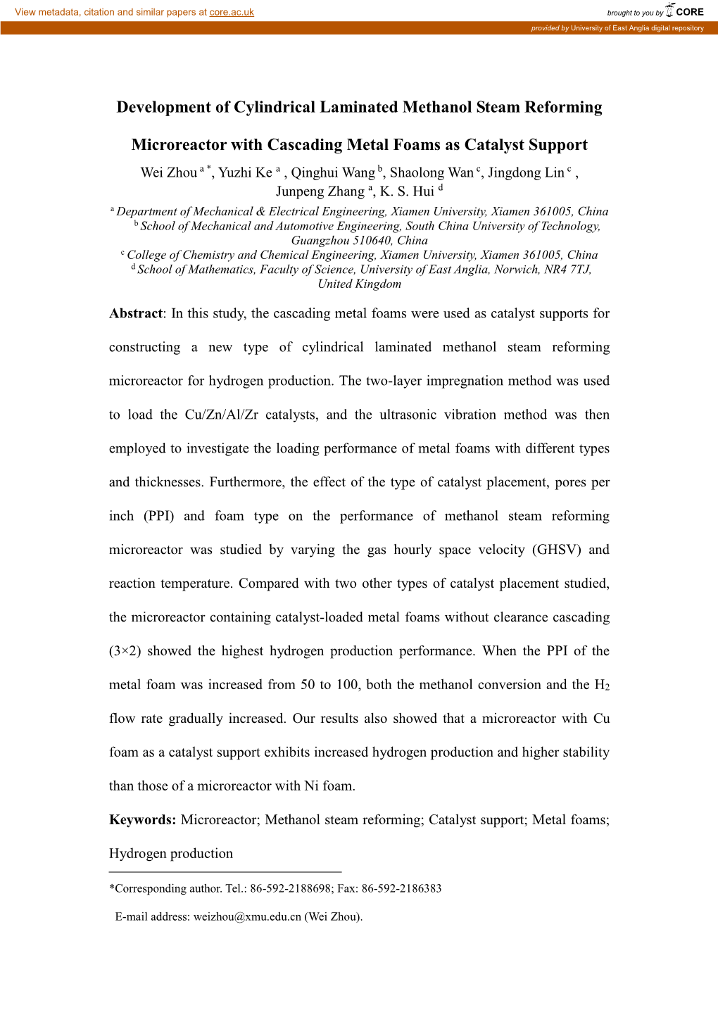 Development of Cylindrical Laminated Methanol Steam Reforming