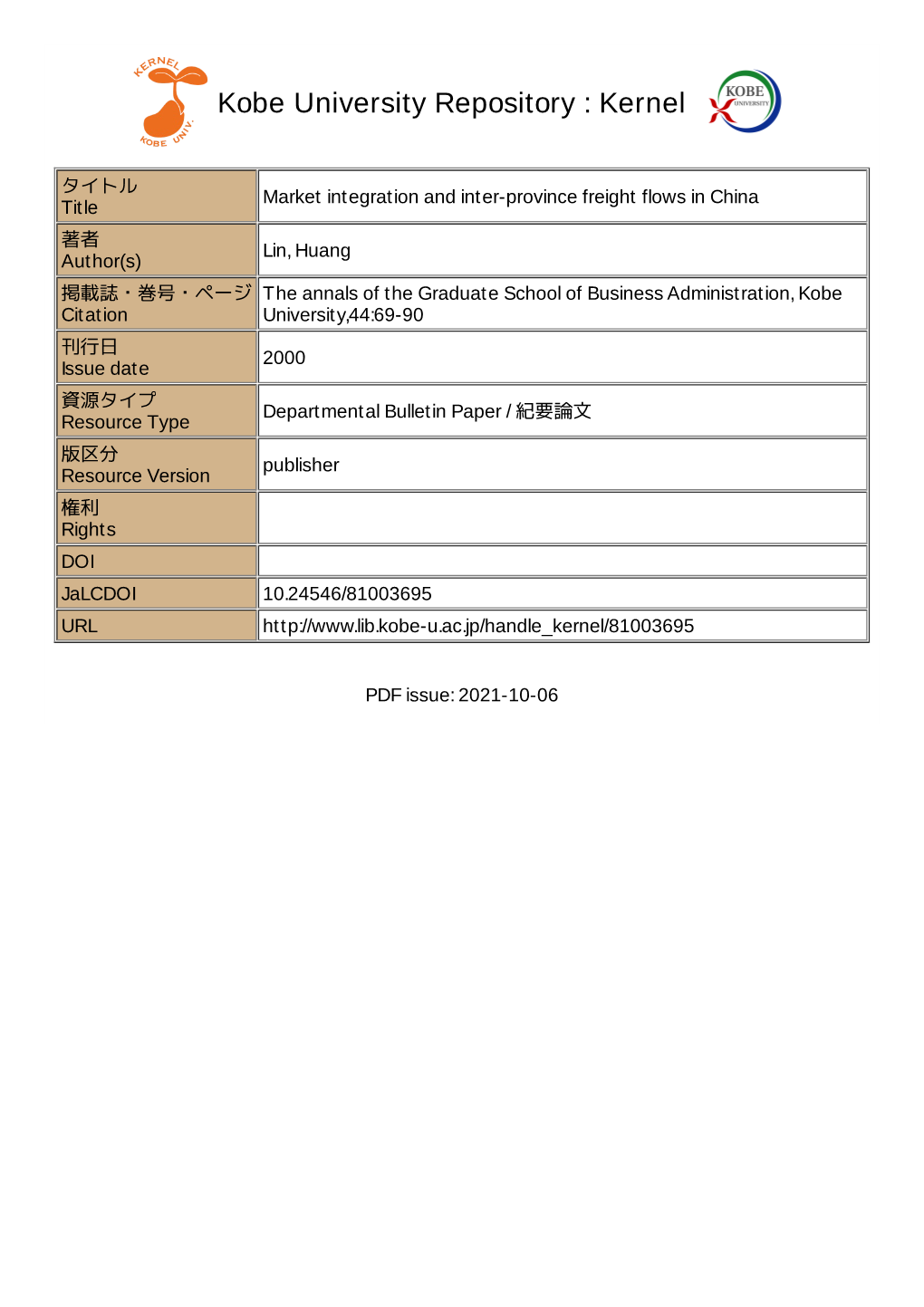 Market Integration and Inter-Province Freight Flows in China