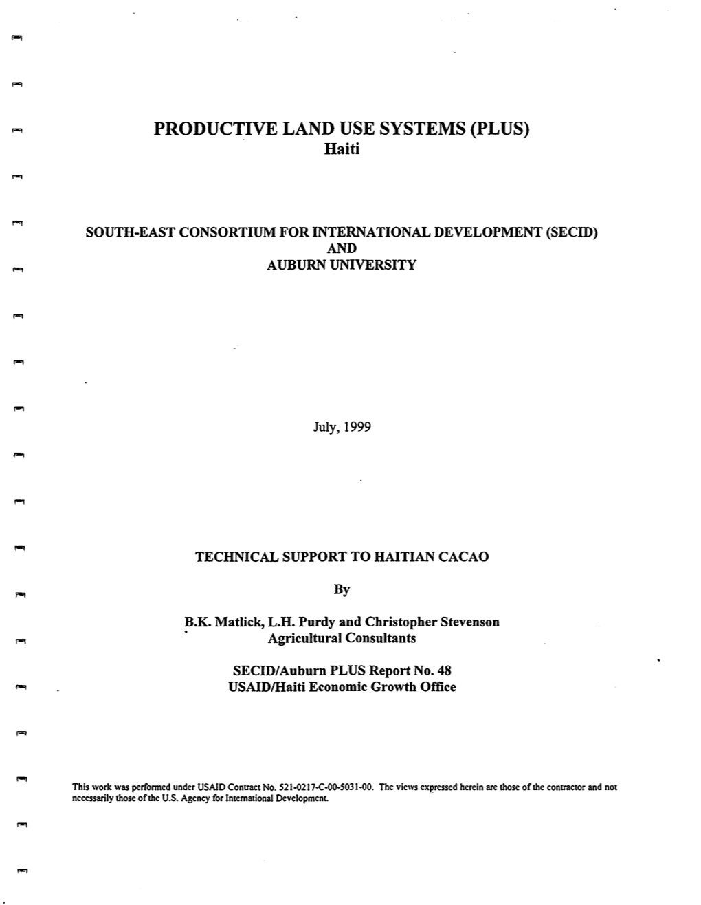 PRODUCTIVE LAND USE SYSTEMS (PLUS) Haiti