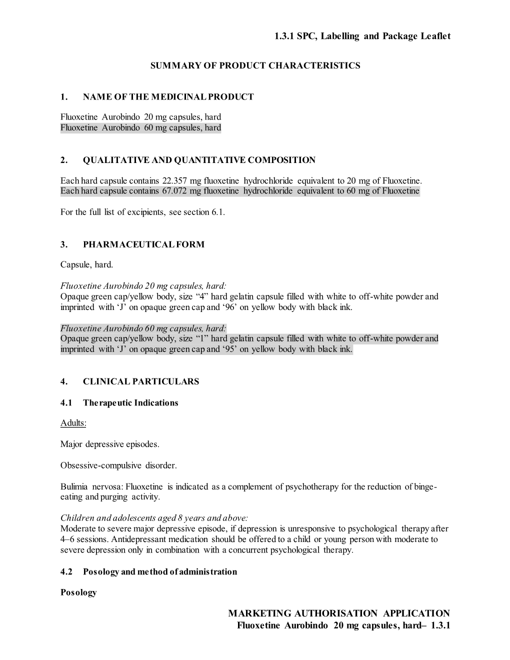 1.3.1 SPC, Labelling and Package Leaflet MARKETING