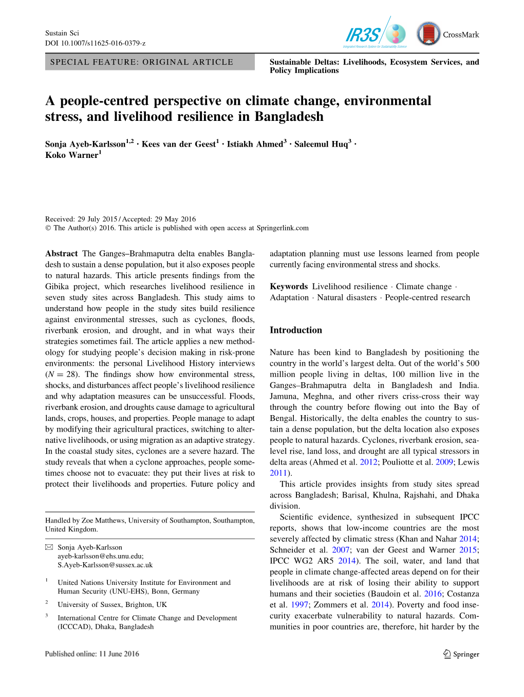 A People‐Centred Perspective on Climate Change, Environmental