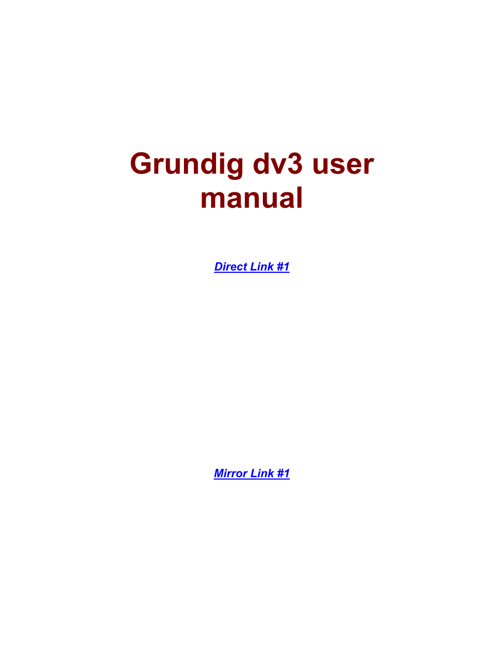 Grundig Dv3 User Manual