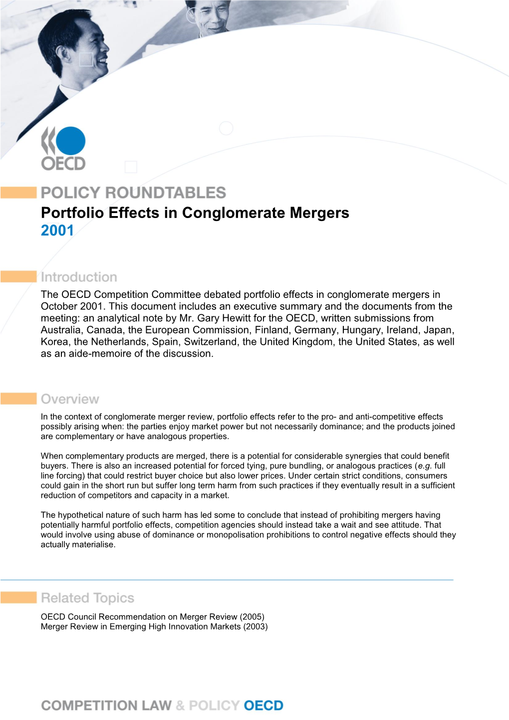 Portfolio Effects in Conglomerate Mergers 2001