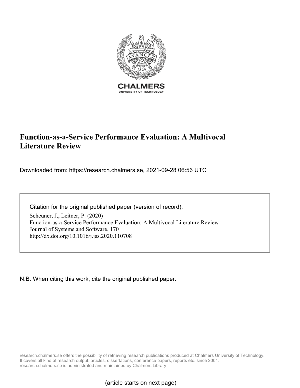 Function-As-A-Service Performance Evaluation: a Multivocal Literature Review