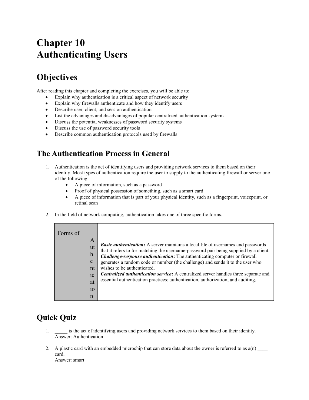 Authenticating Users