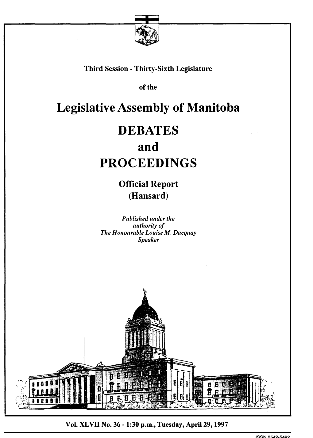 Legislative Assembly of Manitoba DEBATES and PROCEEDINGS