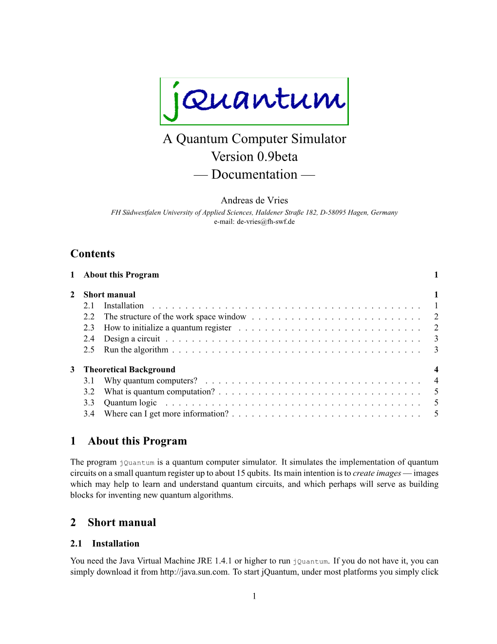Jquantum Manual