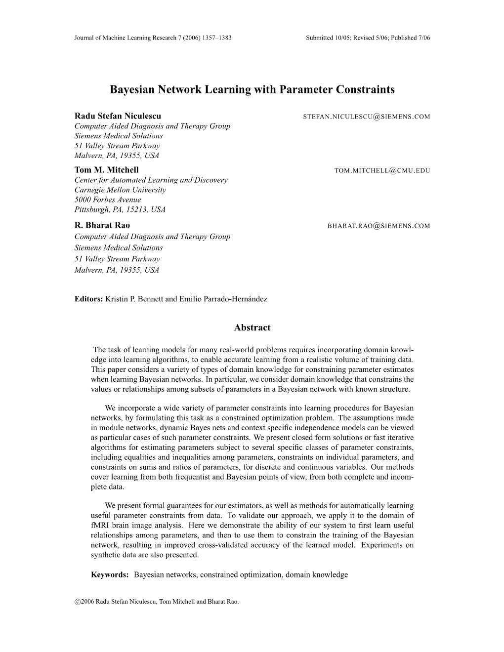 Bayesian Network Learning with Parameter Constraints