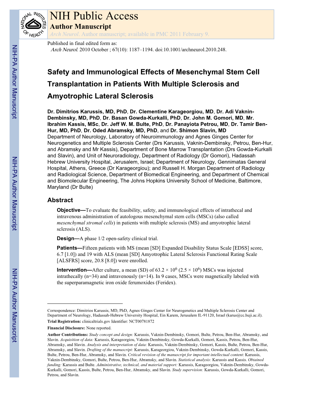 NIH Public Access Author Manuscript Arch Neurol