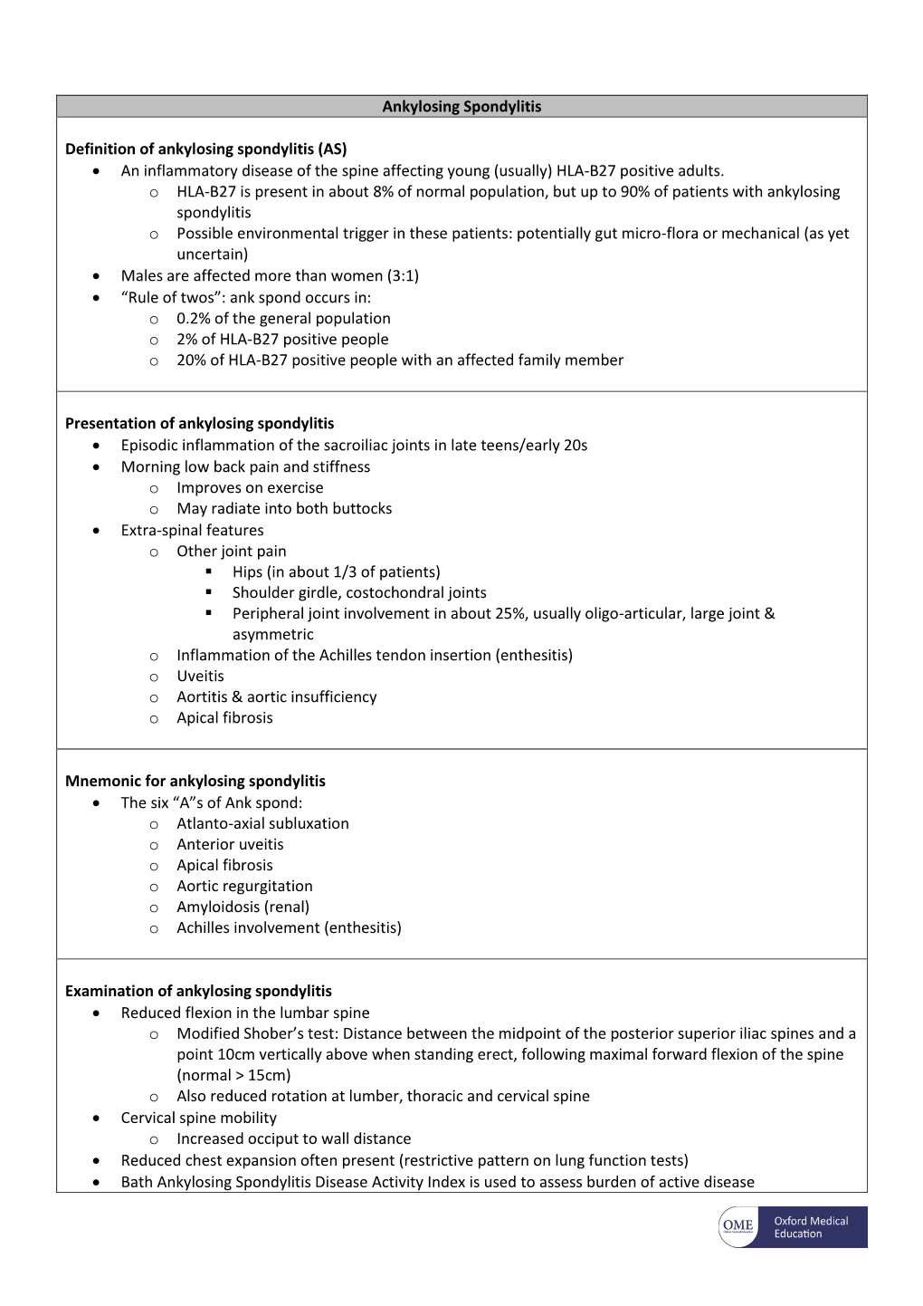 Ankylosing Spondylitis