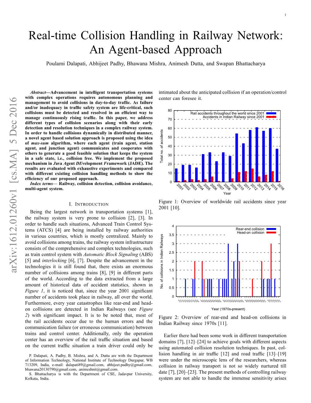 Real-Time Collision Handling in Railway Network: an Agent-Based