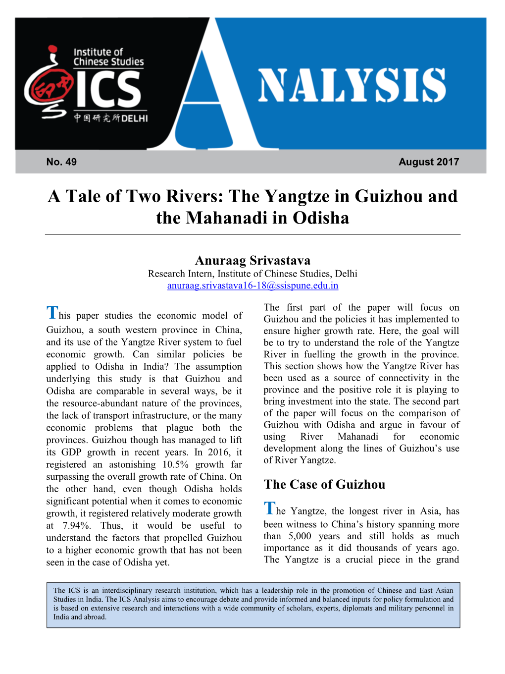 A Tale of Two Rivers: the Yangtze in Guizhou and the Mahanadi in Odisha