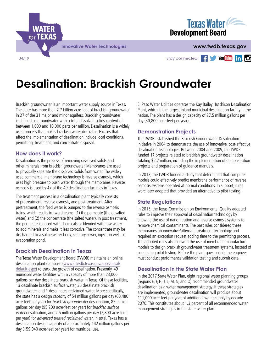 Desalination: Brackish Groundwater