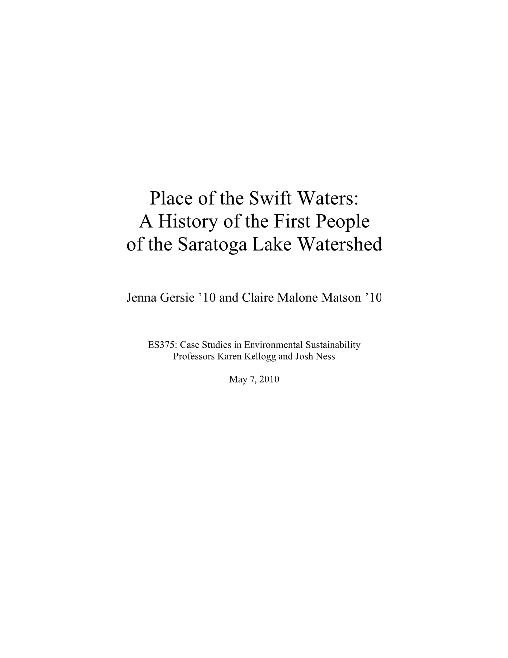 Archaeological Sites of Saratoga Lake, Fish Creek, and Vicinity