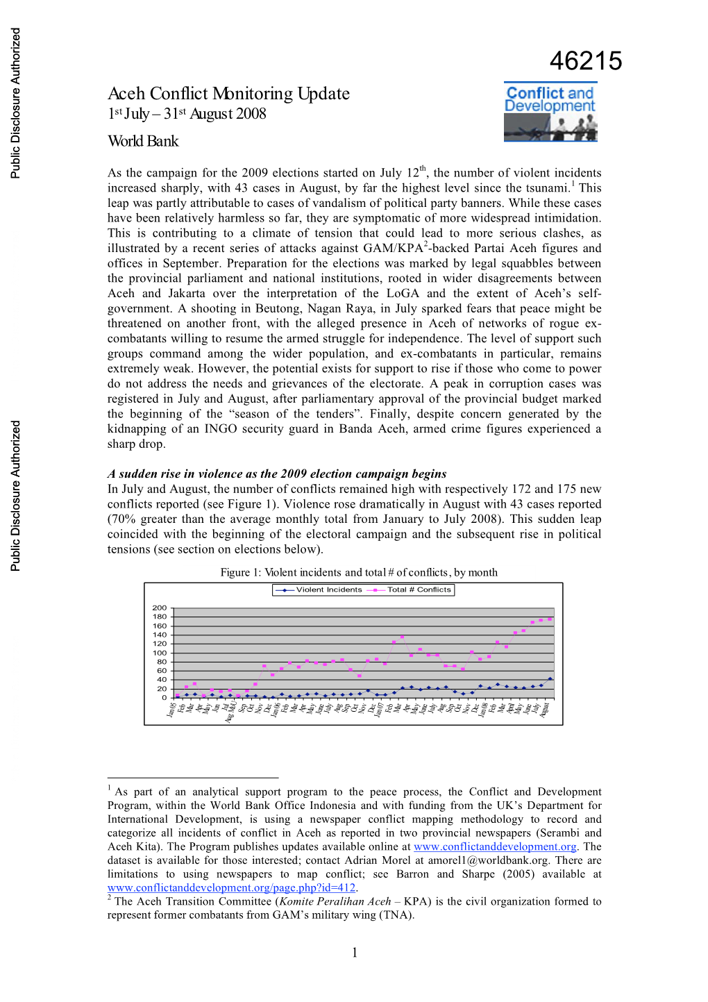 Aceh Conflict Monitoring Update 1St July – 31St August 2008