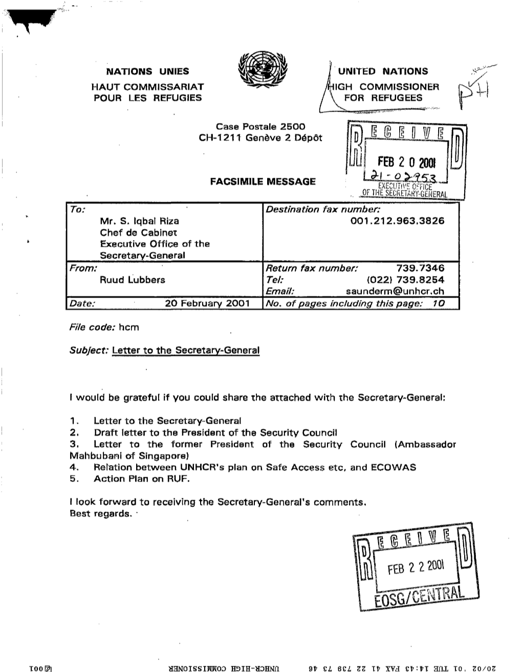 ULU W Fl FEB20 FACSIMILE MESSAGE GENERAL To: Destination Fax Number: Mr