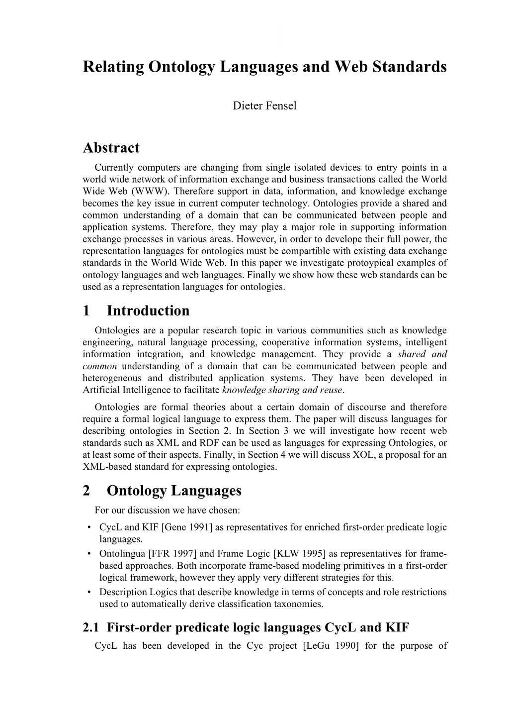 Relating Ontology Languages and Web Standards