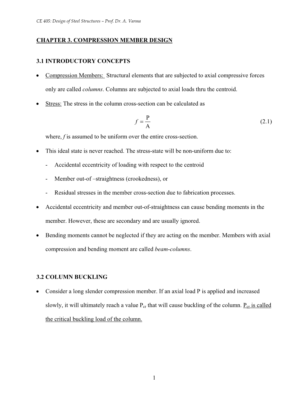 Design of Compression Members