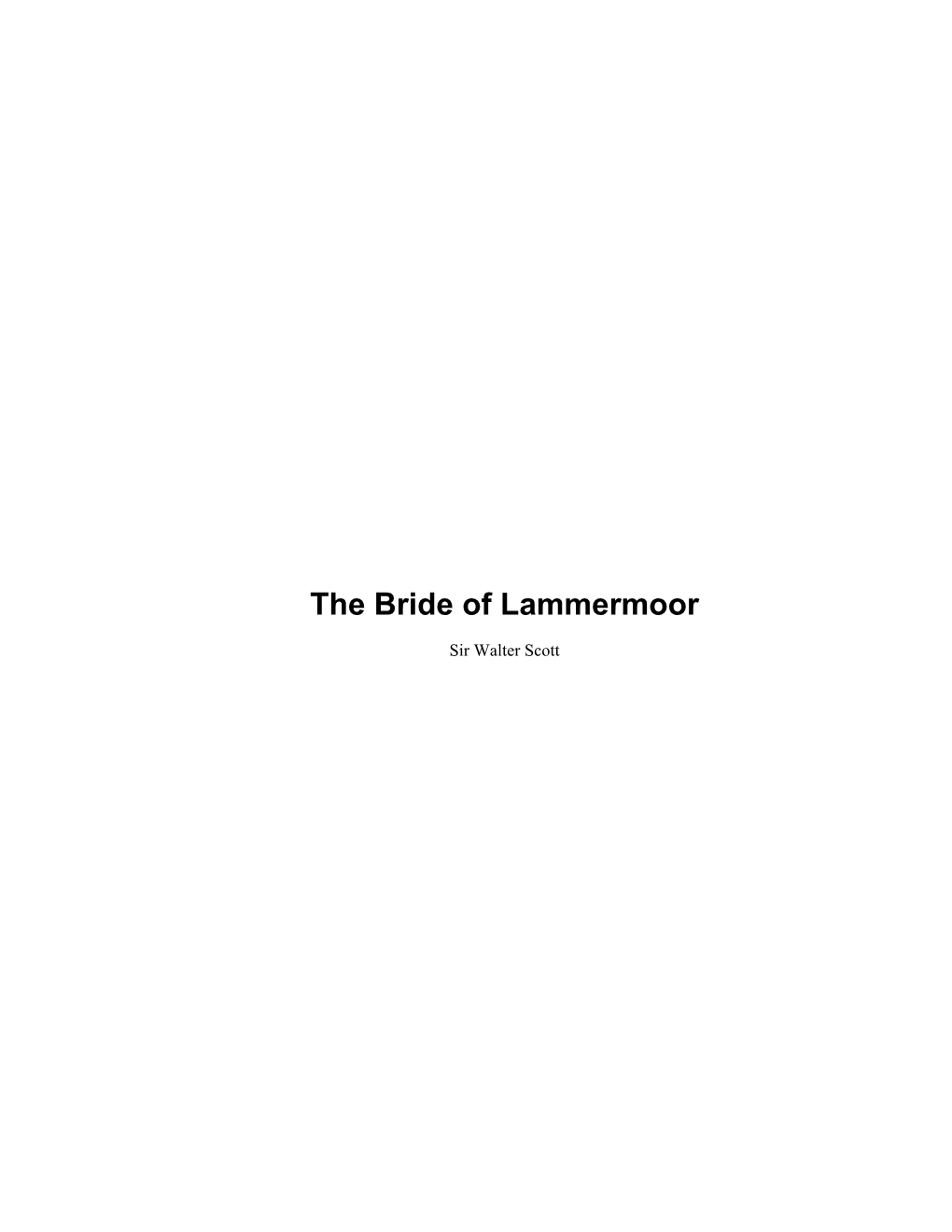 The Bride of Lammermoor