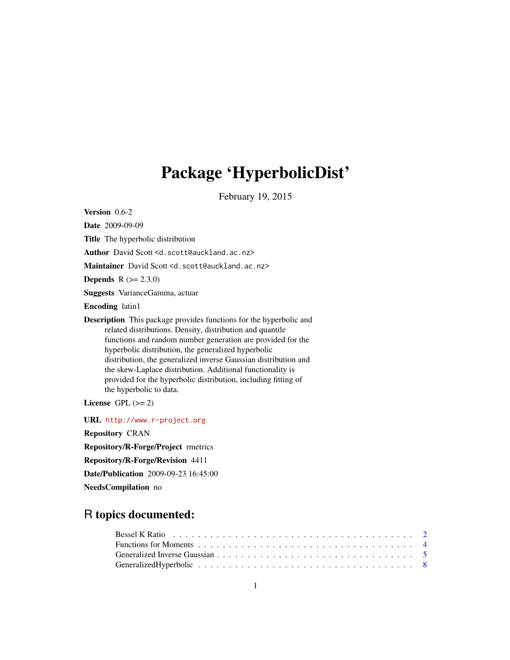 Package 'Hyperbolicdist'