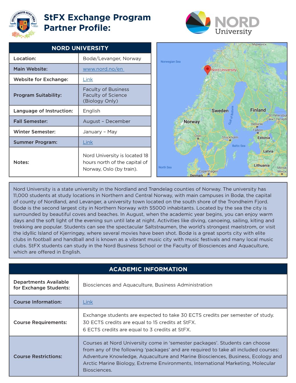 NORD UNIVERSITY Location: Bodø/Levanger, Norway