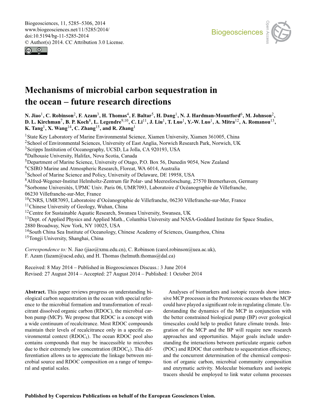 Mechanisms of Microbial Carbon Sequestration in the Ocean – Future Research Directions