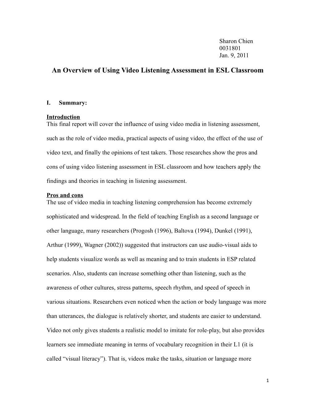 An Overview of Using Video Listening Assessment in ESL Classroom