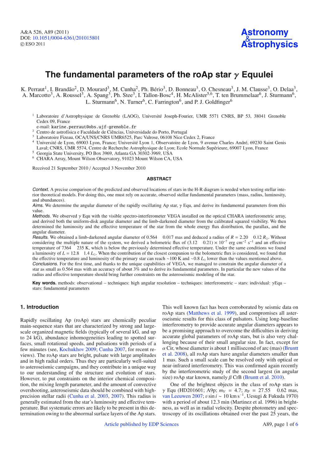The Fundamental Parameters of the Roap Star Γ Equulei