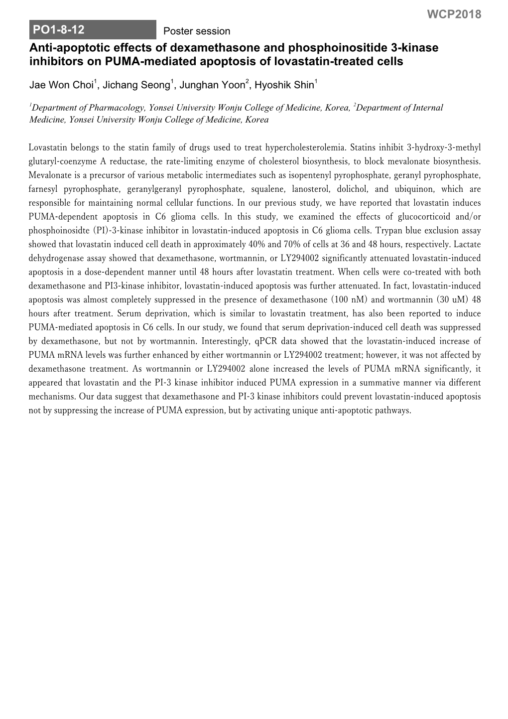 Anti-Apoptotic Effects of Dexamethasone and Phosphoinositide 3-Kinase Inhibitors on PUMA-Mediated Apoptosis of Lovastatin-Treated Cells