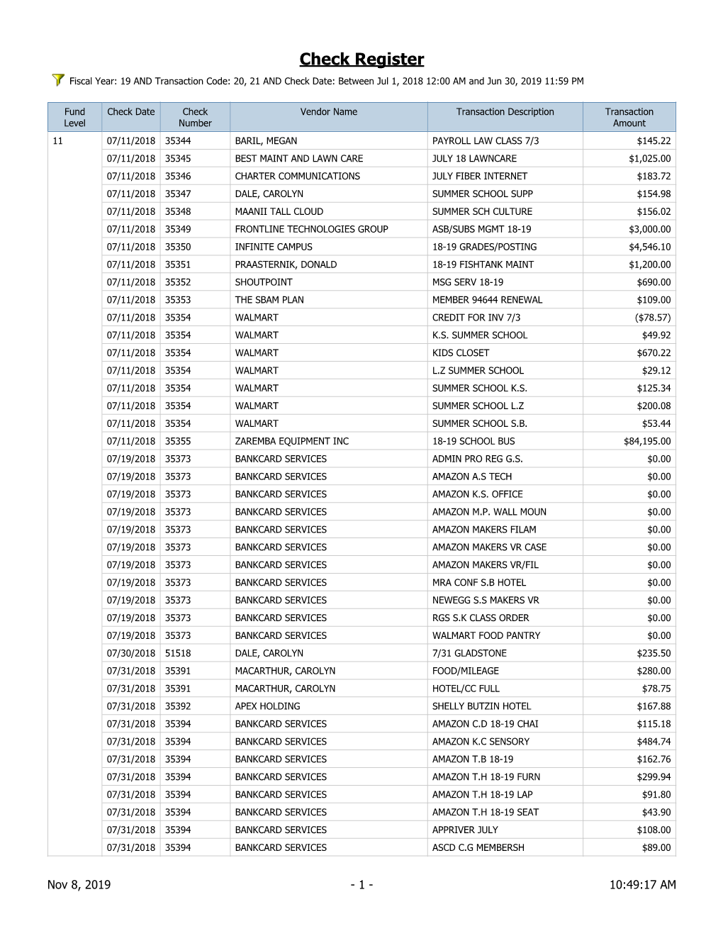 Check Register 2018-19