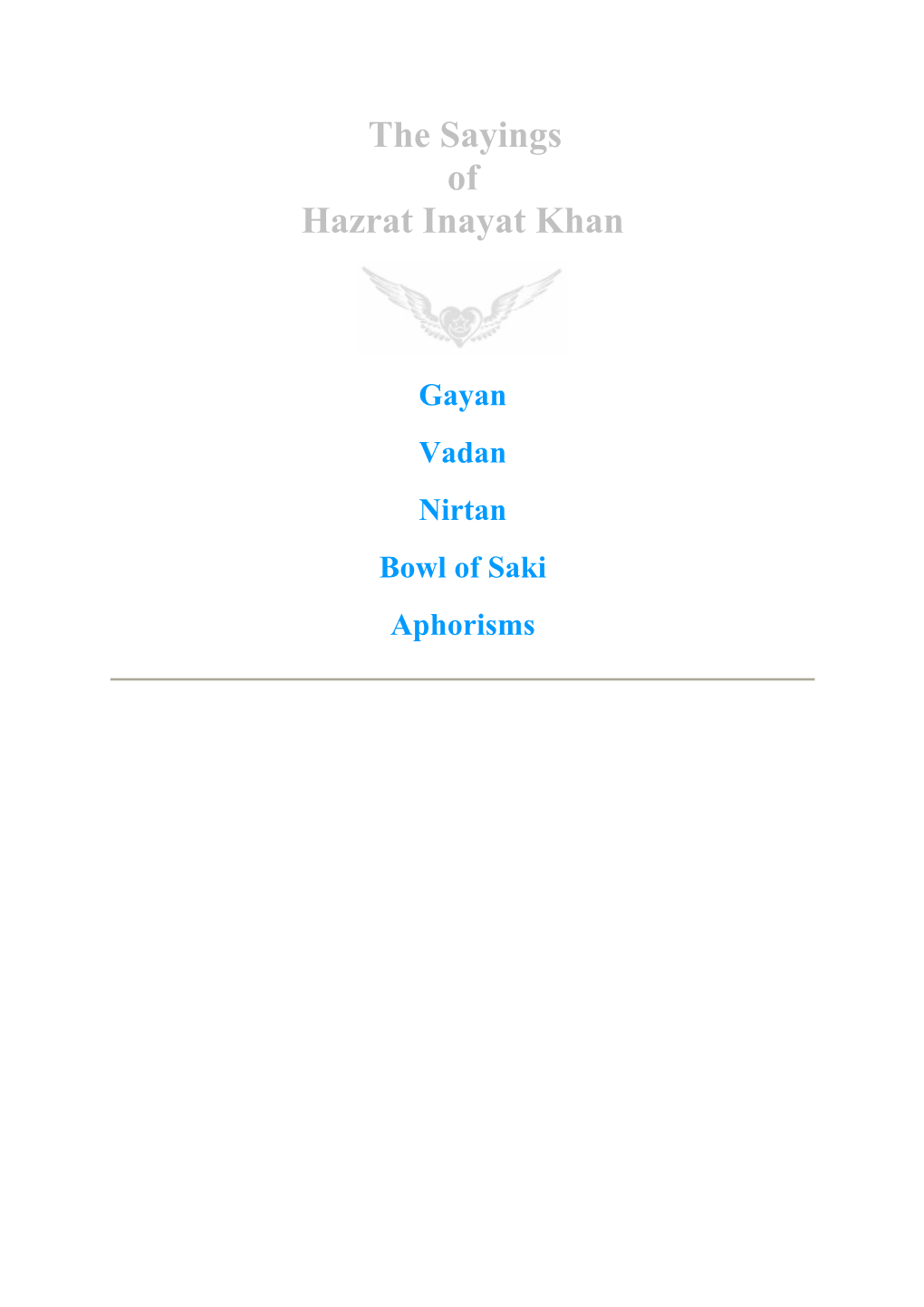 The Sayings of Hazrat Inayat Khan
