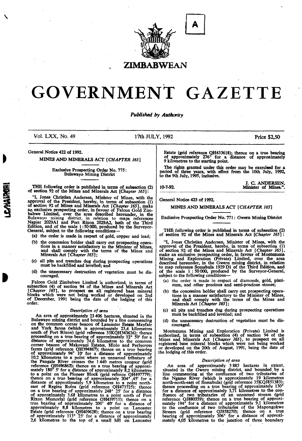 Zimbabwean Government Gazette