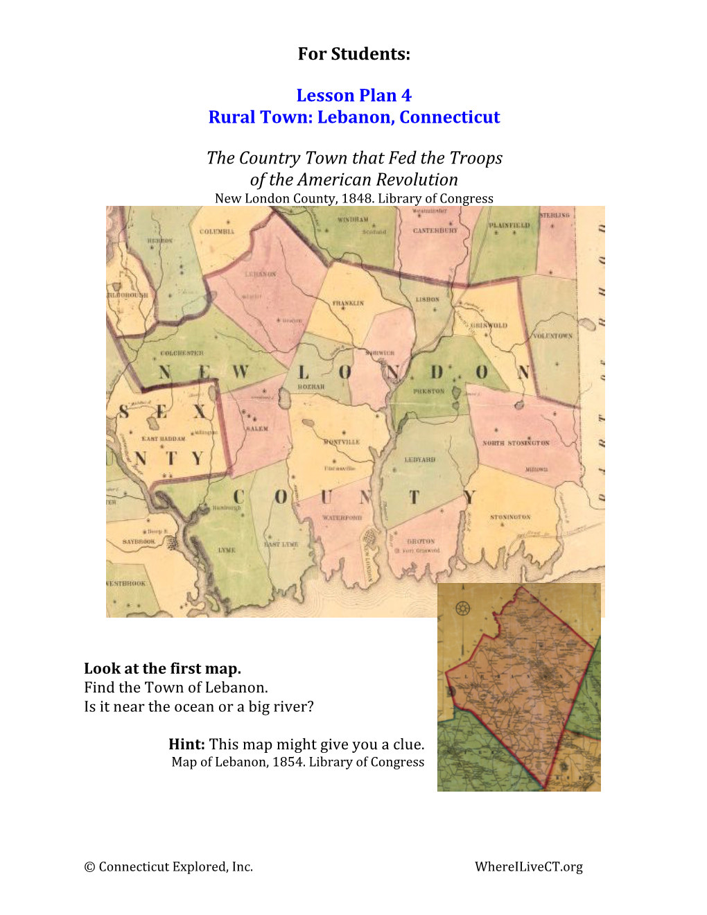 Lesson Plan 4 Rural Town: Lebanon, Connecticut