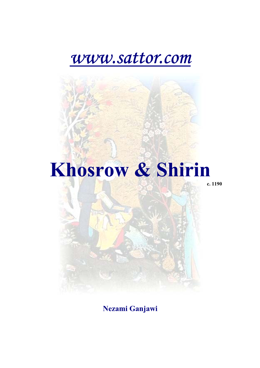 Khosrow and Shirin Unknown Artist Nezami'sâ€¦ Abr Barani Art