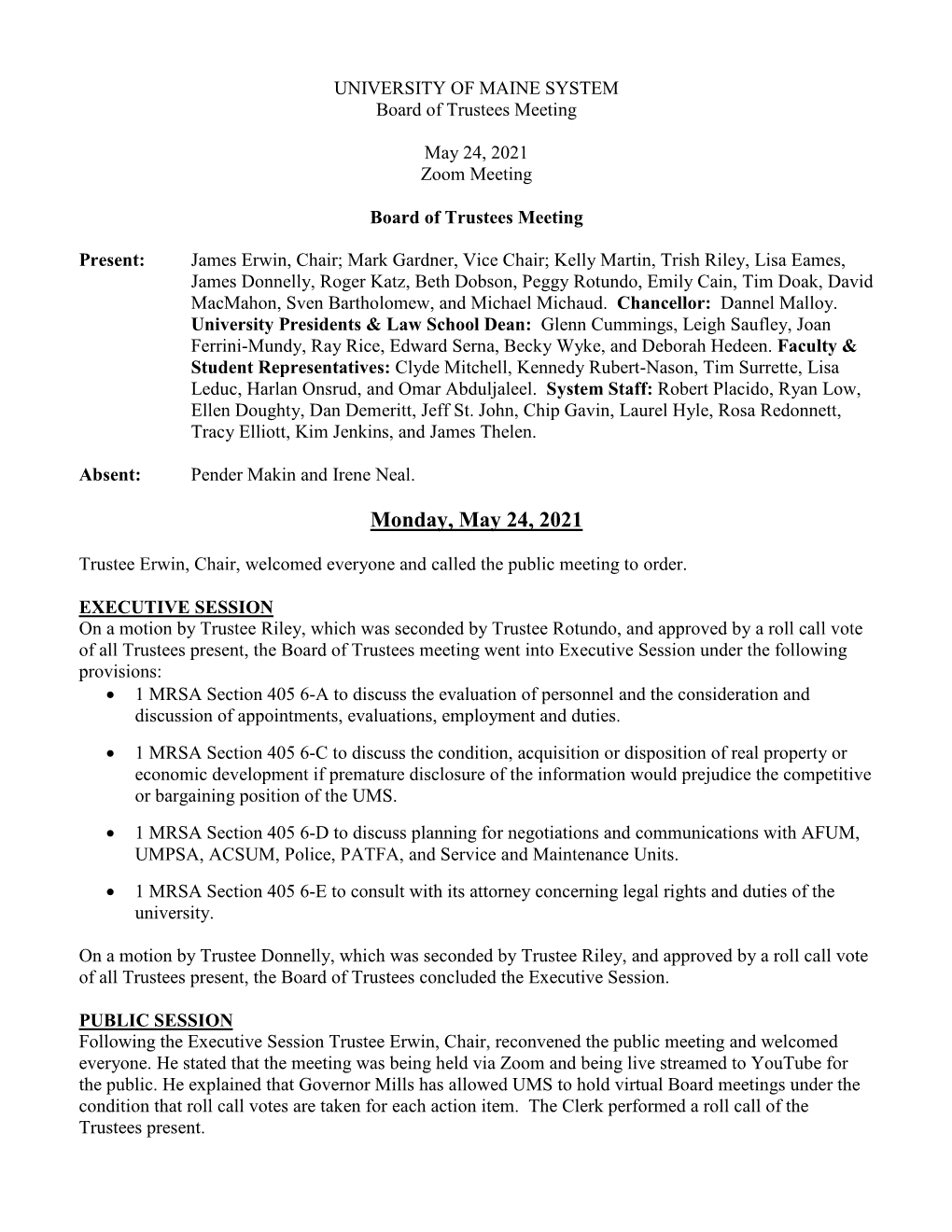Board of Trustees Meeting May 18-19 2014.Docx