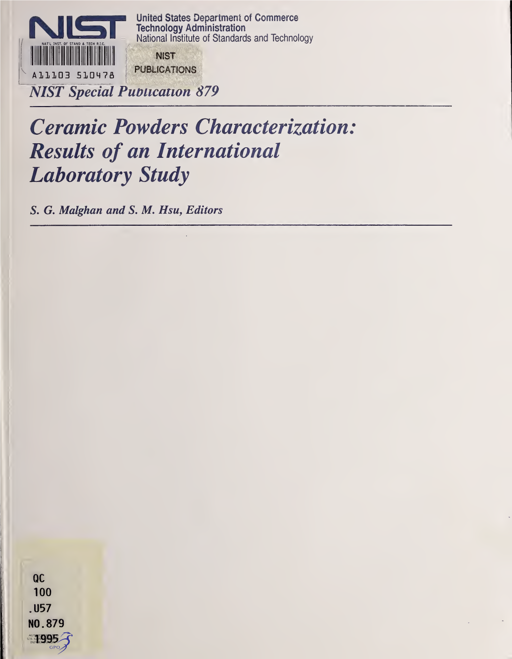 Ceramic Powders Characterization: Results of an International Laboratory Study