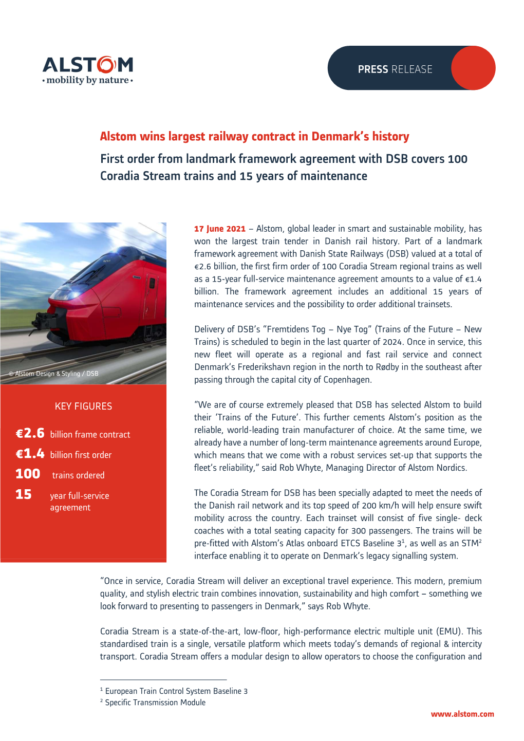 Alstom Wins Largest Railway Contract in Denmark's History First Order From