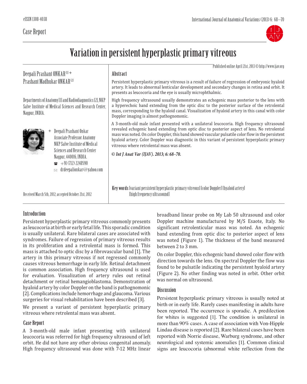 Variation in Persistent Hyperplastic Primary Vitreous