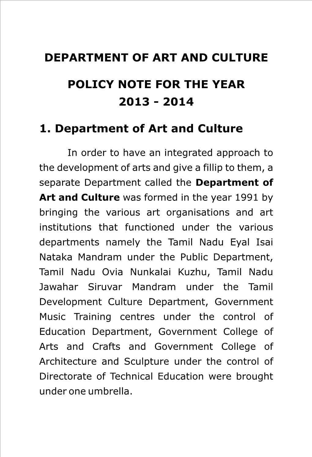 Art and Culture Policy Note English