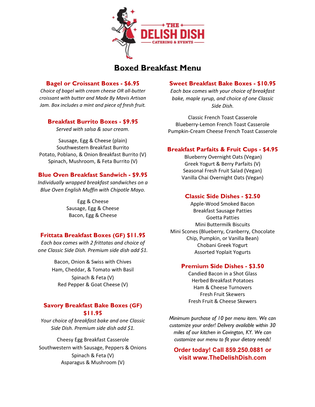 Boxed Breakfast Menu