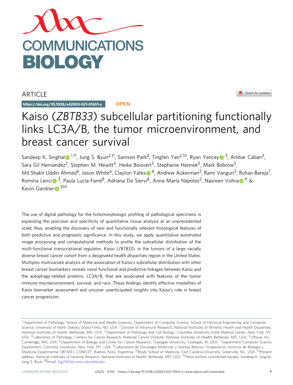 Kaiso (ZBTB33) Subcellular Partitioning Functionally Links LC3A/B, the Tumor Microenvironment, and Breast Cancer Survival