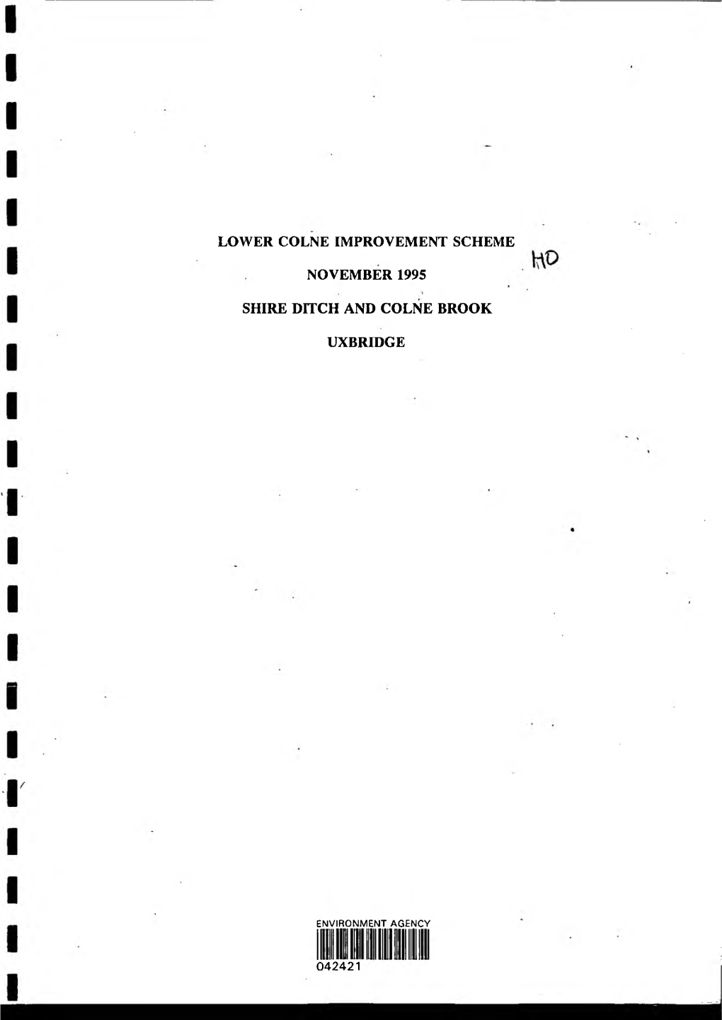 Lower Colne Improvement Scheme November 1995 Shire