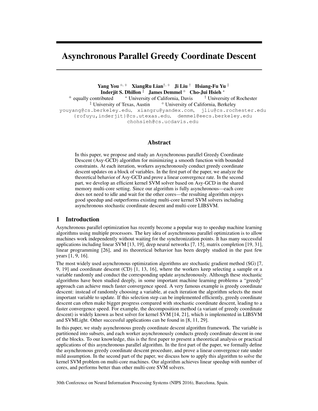 Asynchronous Parallel Greedy Coordinate Descent